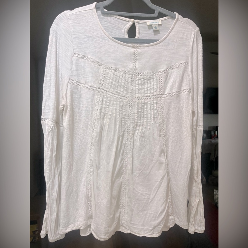 SUNDANCE White cotton blouse, Size LG
